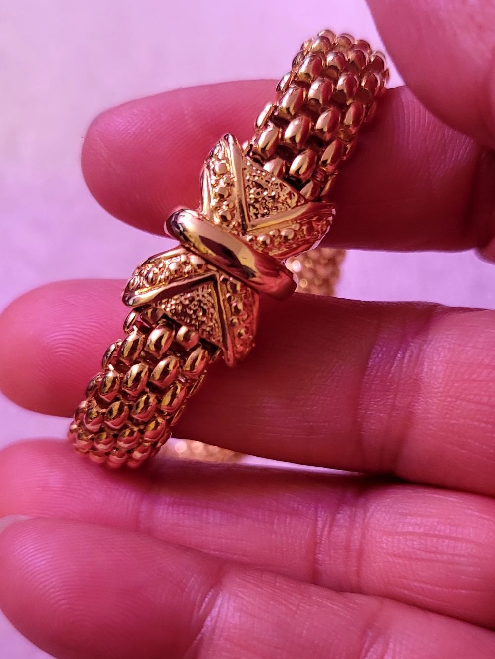 Gold-Tone Woven Knot Magnetic Bracelet Y2K Nostalgic Costume Jewelry